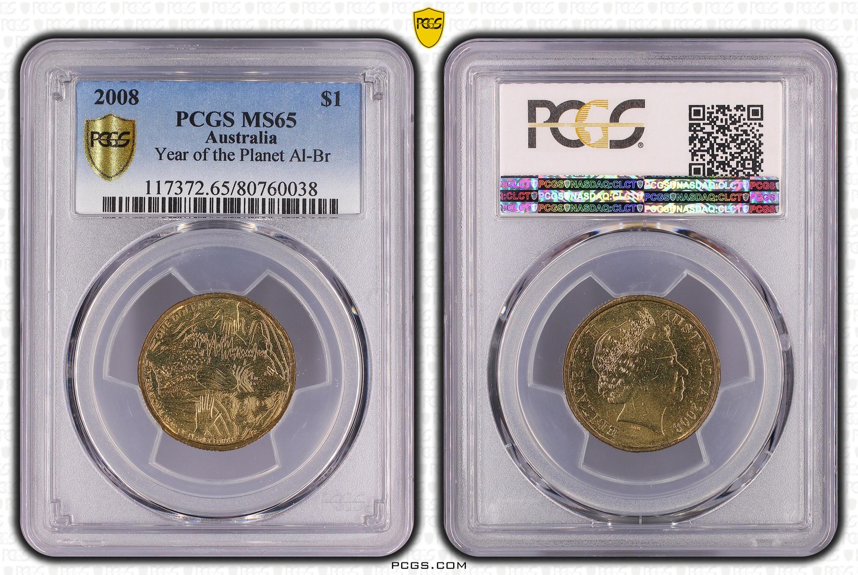Elizabeth II, Year of the Planet Al-Bronze, One Dollar, 2008, PCGS MS65
