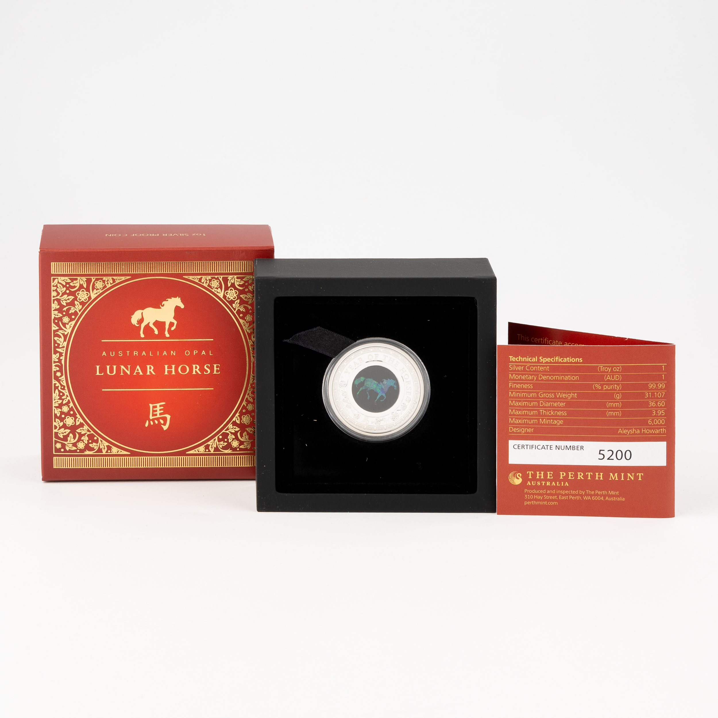 Charles III, Perth Mint - Australian Opal Lunar Horse, One Dollar, 2026, FDC