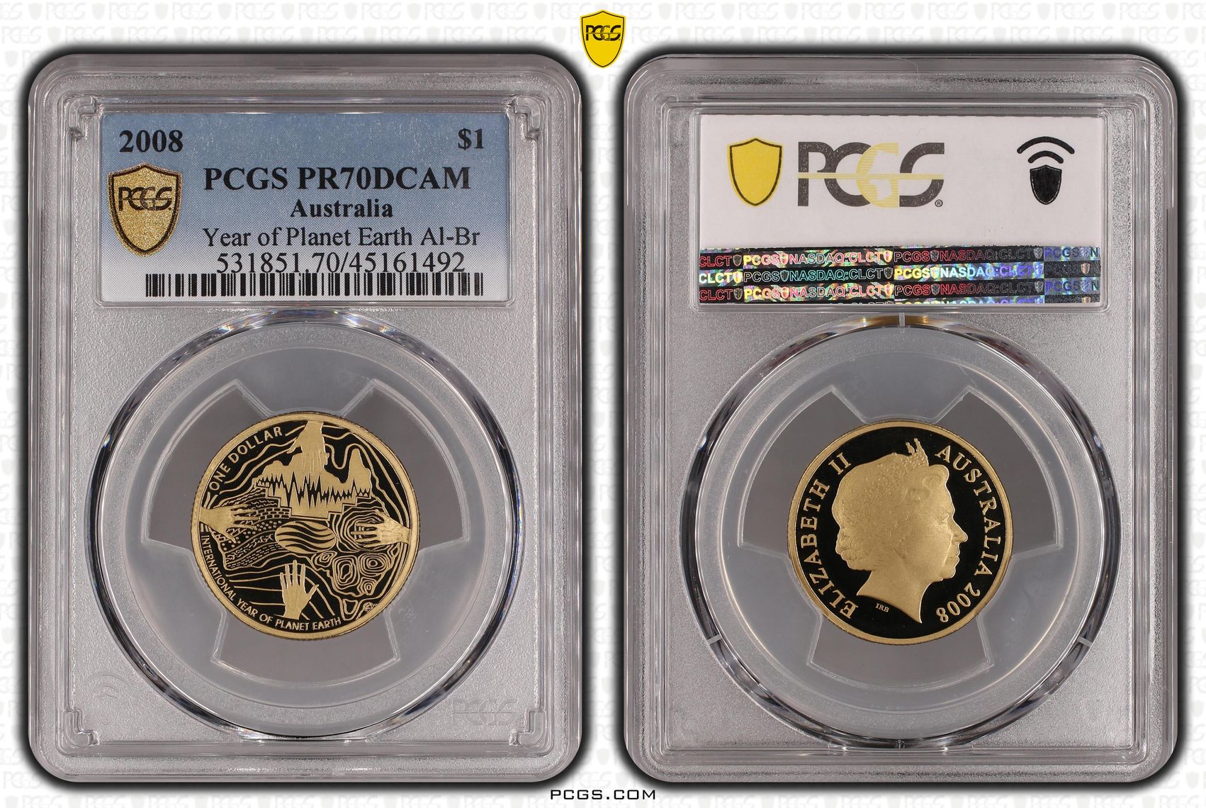 Elizabeth II, Year of the Planet Al-Bronze, One Dollar, 2008, PCGS PR 70DCAM