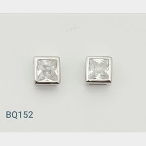 Sterling Silver Princess Tube Set Stud Earrings With 4x4mm Czs - 51533/254