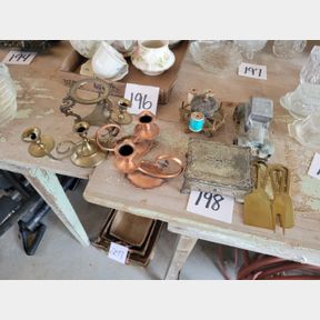 Antique thread holder, Candle holders and trinket box
