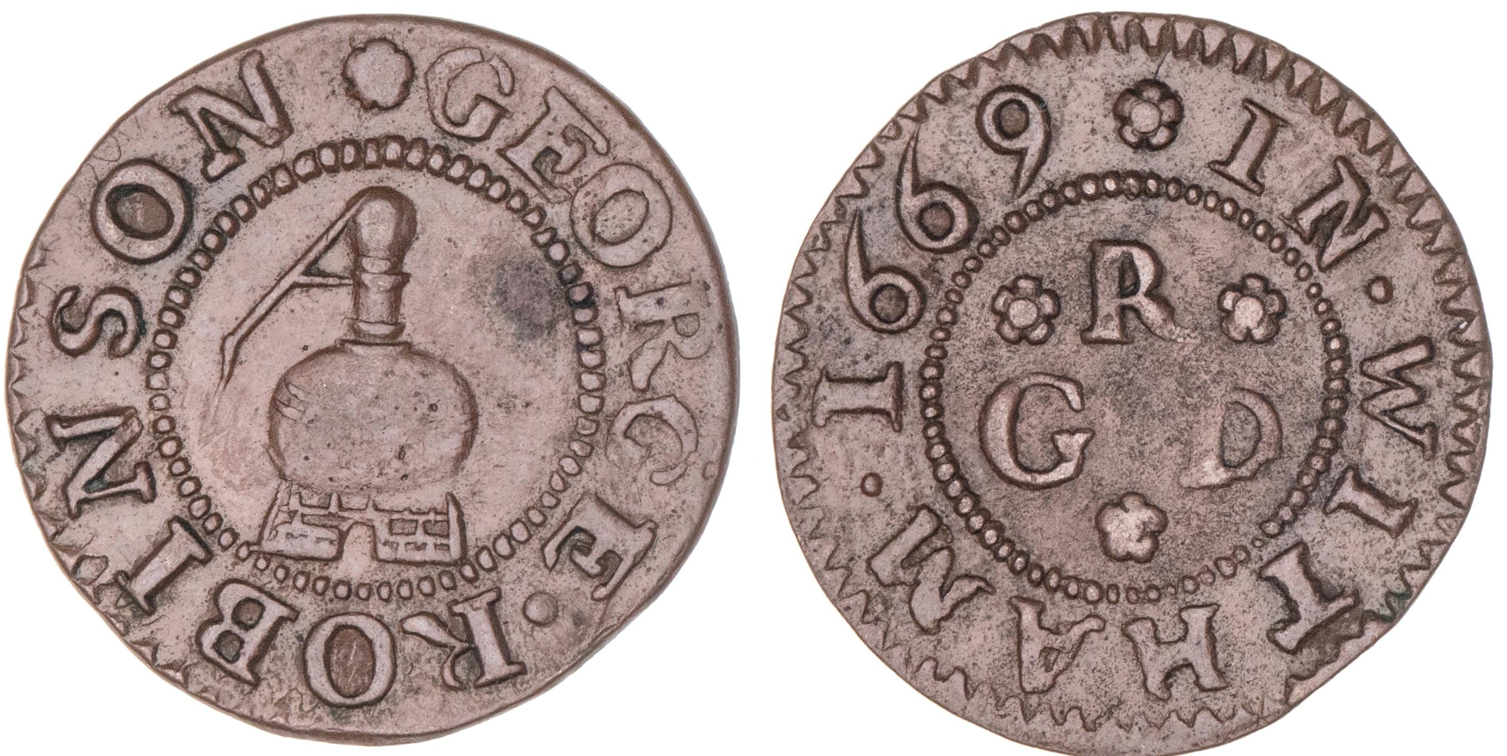 Great Britain, Witham, Essex, Farthing, 1669, EF