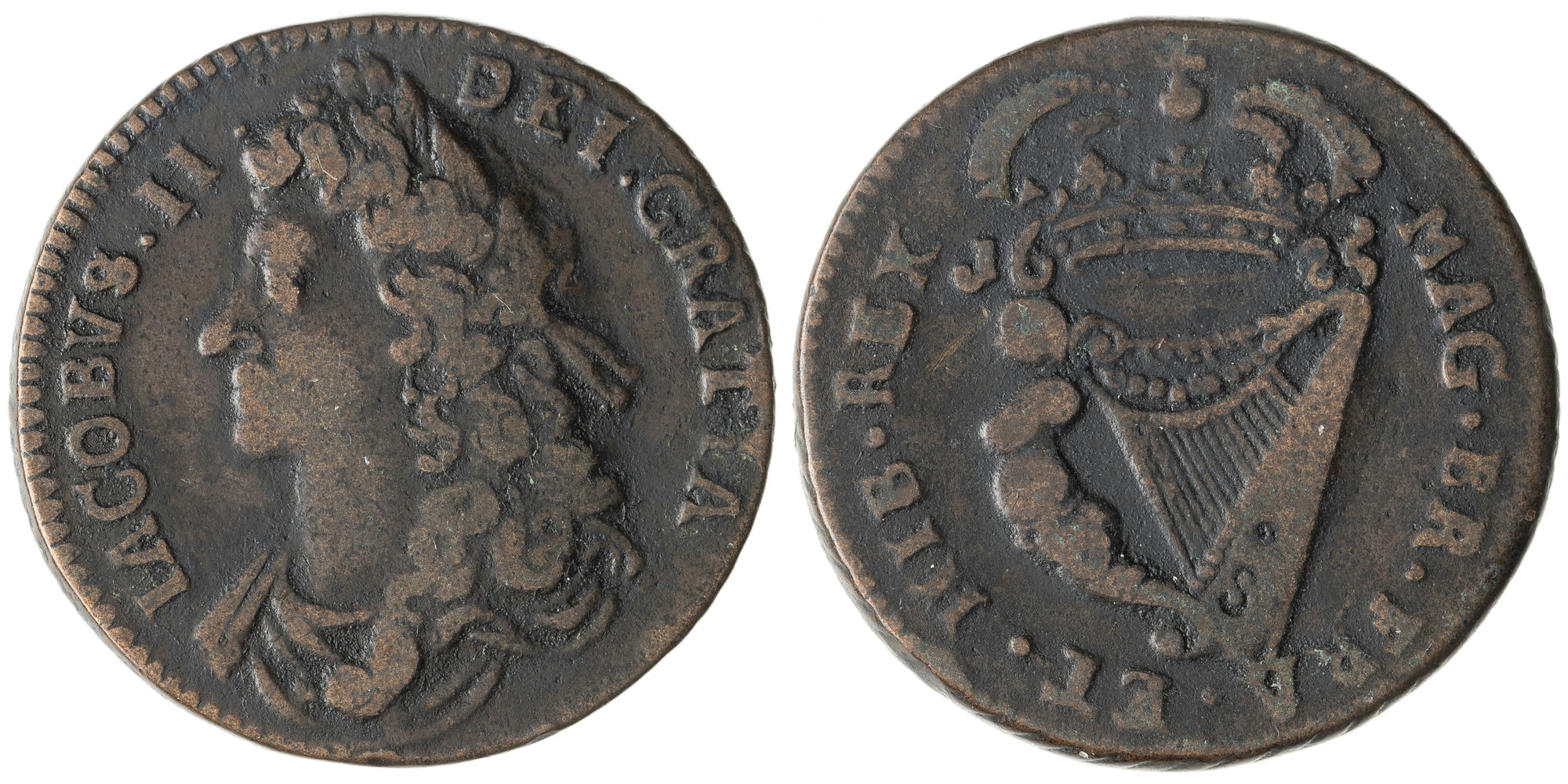 Ireland, James II, Half Penny, 1685, aFine