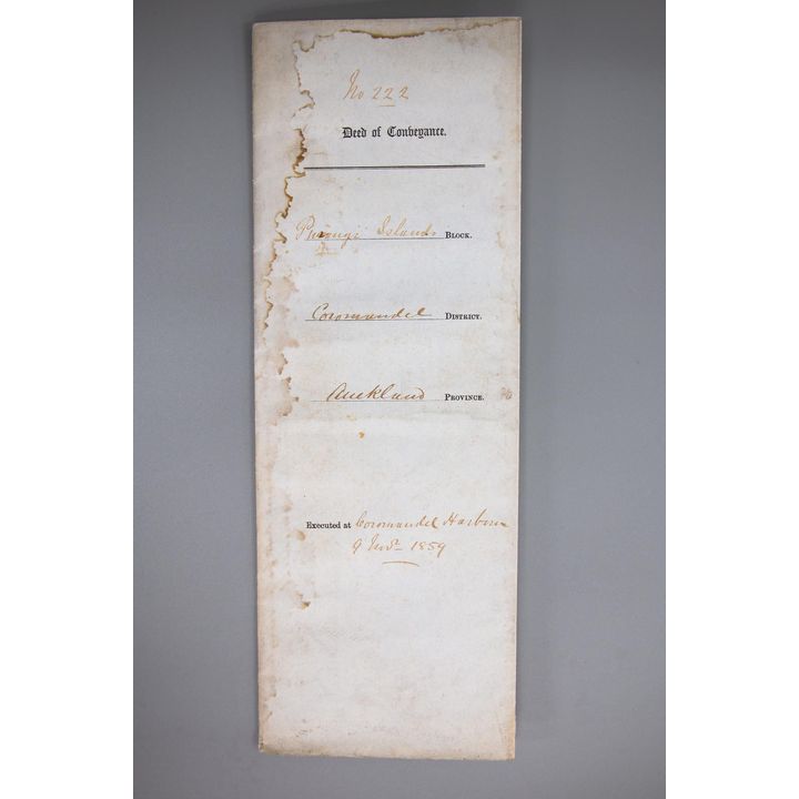 DEED OF CONVEYANCE No 222 [1859] - Purangi Island.