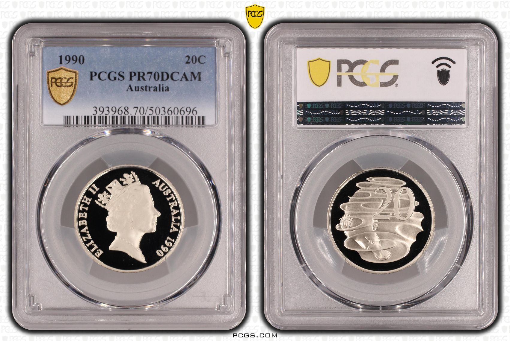 Twenty Cent, 1990, PCGS PR70DCAM
