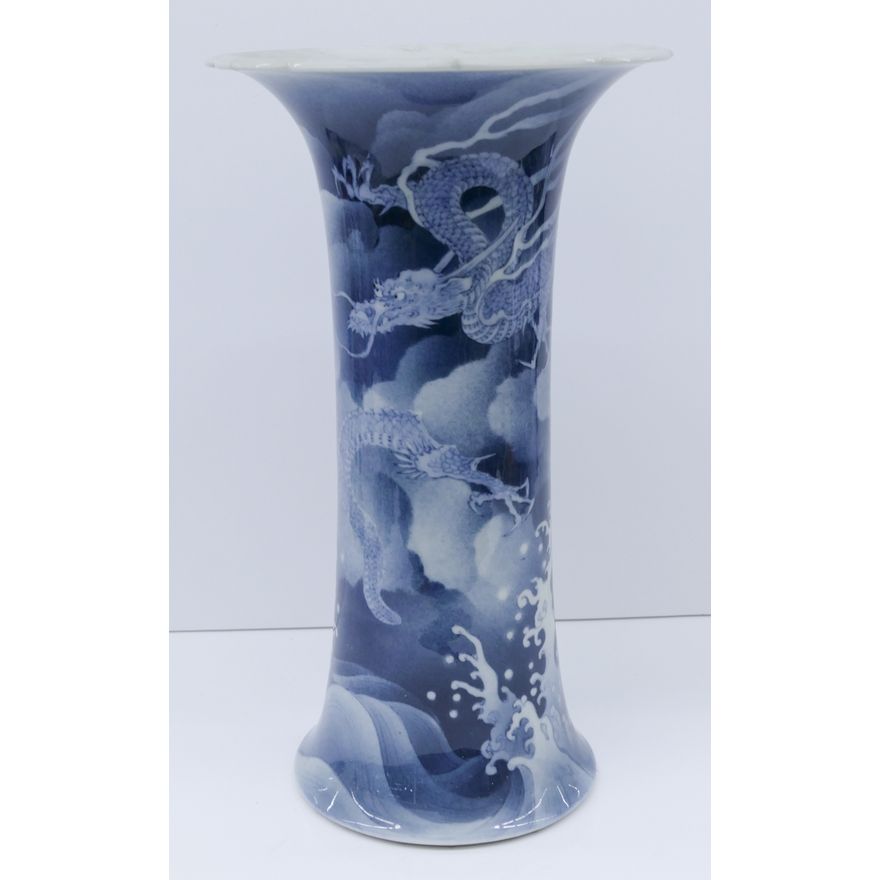 Inoue Ryosai Japanese Porcelain Dragon Vase