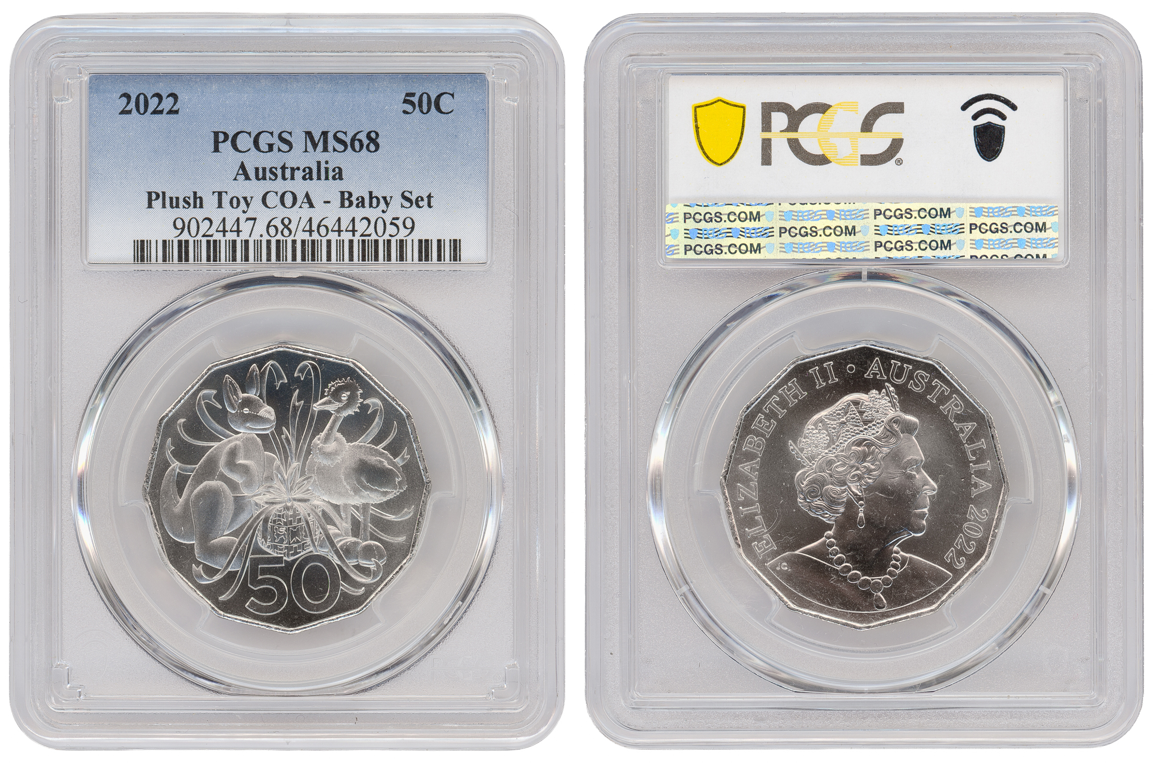 376 · Plush Toy COA - Baby Set, Fifty Cent, 2022, PCGS MS68