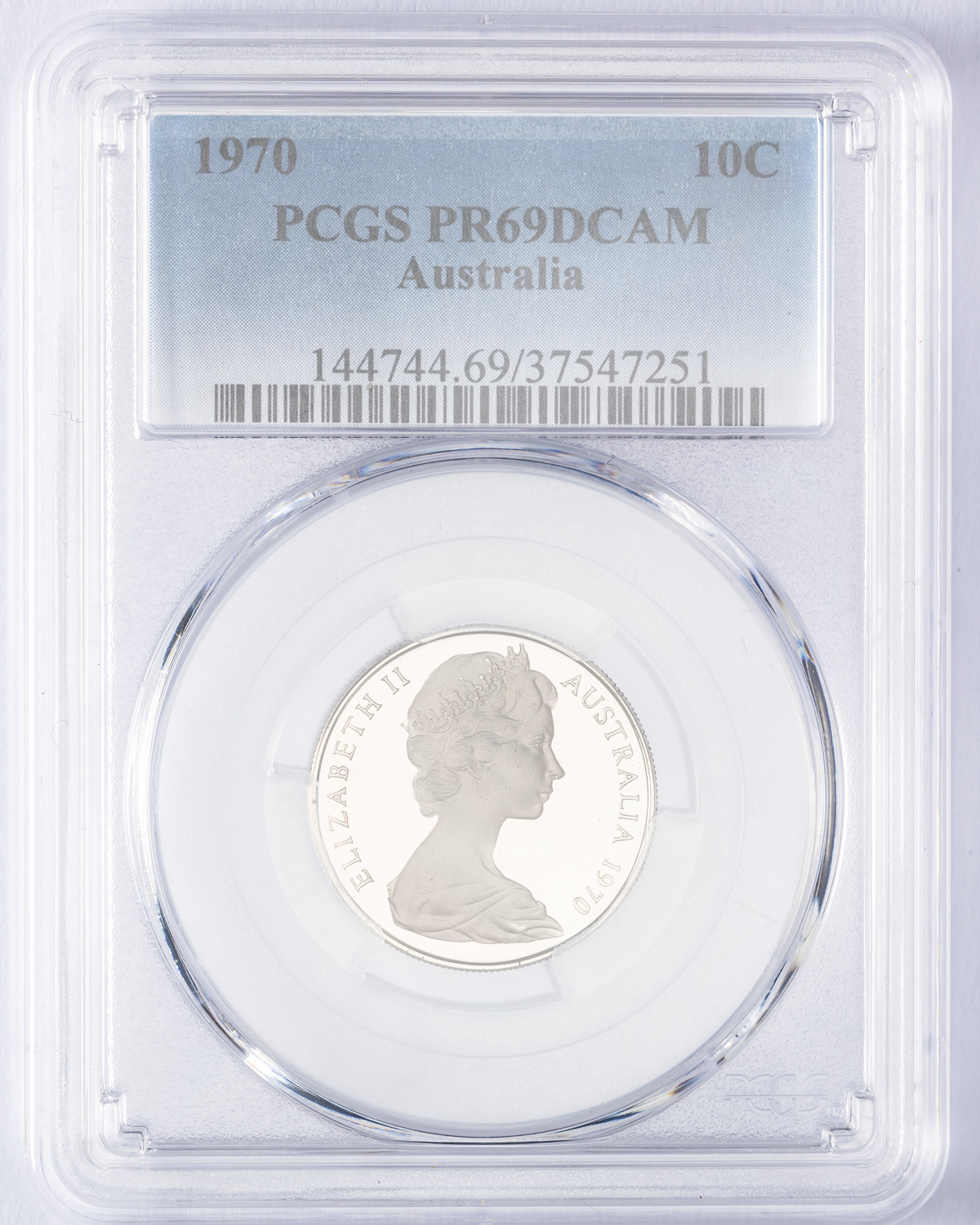 Elizabeth II, Ten Cent, 1970, PCGS PR69DCAM