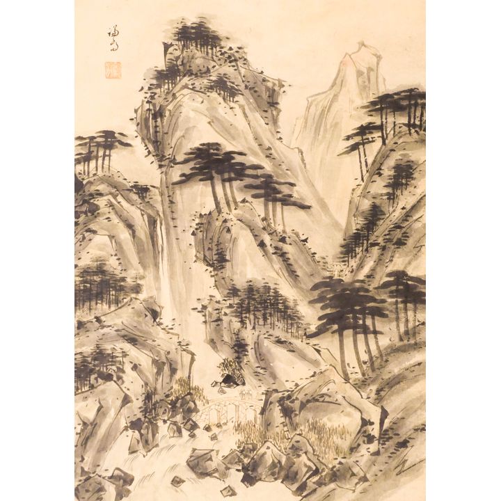 Attributed to Seon Jeong (1676-1759) Mountainous Landscape Scroll Painting