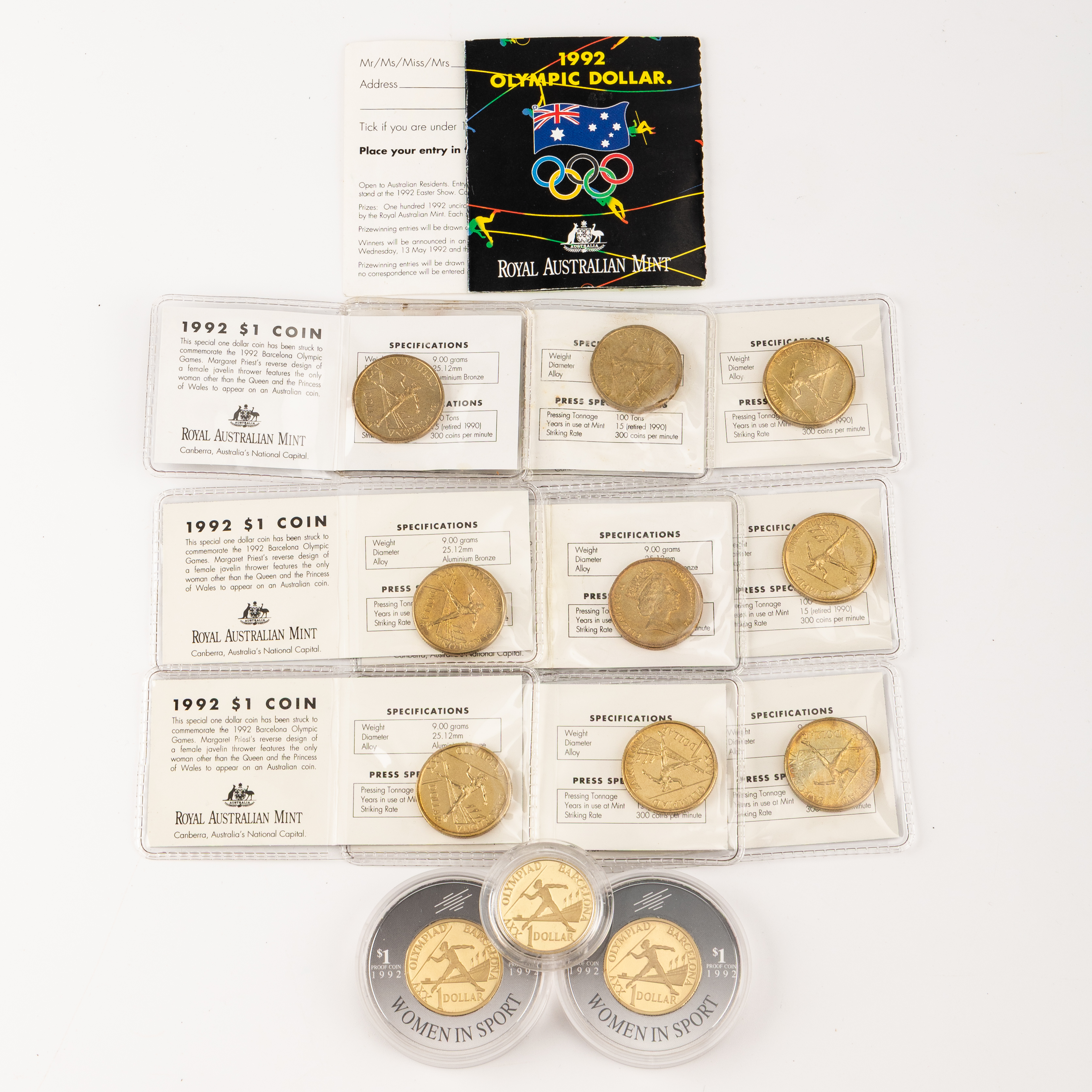 Elizabeth II, RAM - Barcelona Olympics, One Dollar, 1992, UNC - FDC