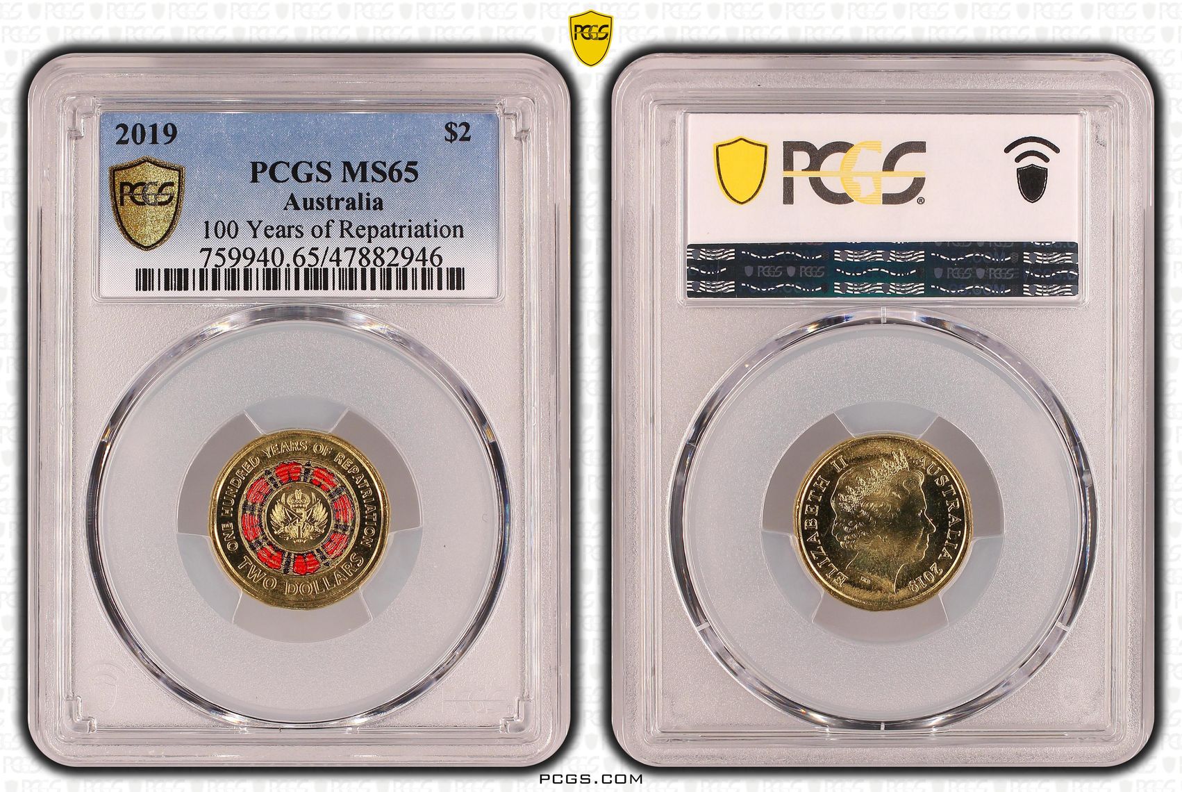 Elizabeth II, 100 Years of Repatriation - Colorized , Two Dollar, 2019, PCGS MS65