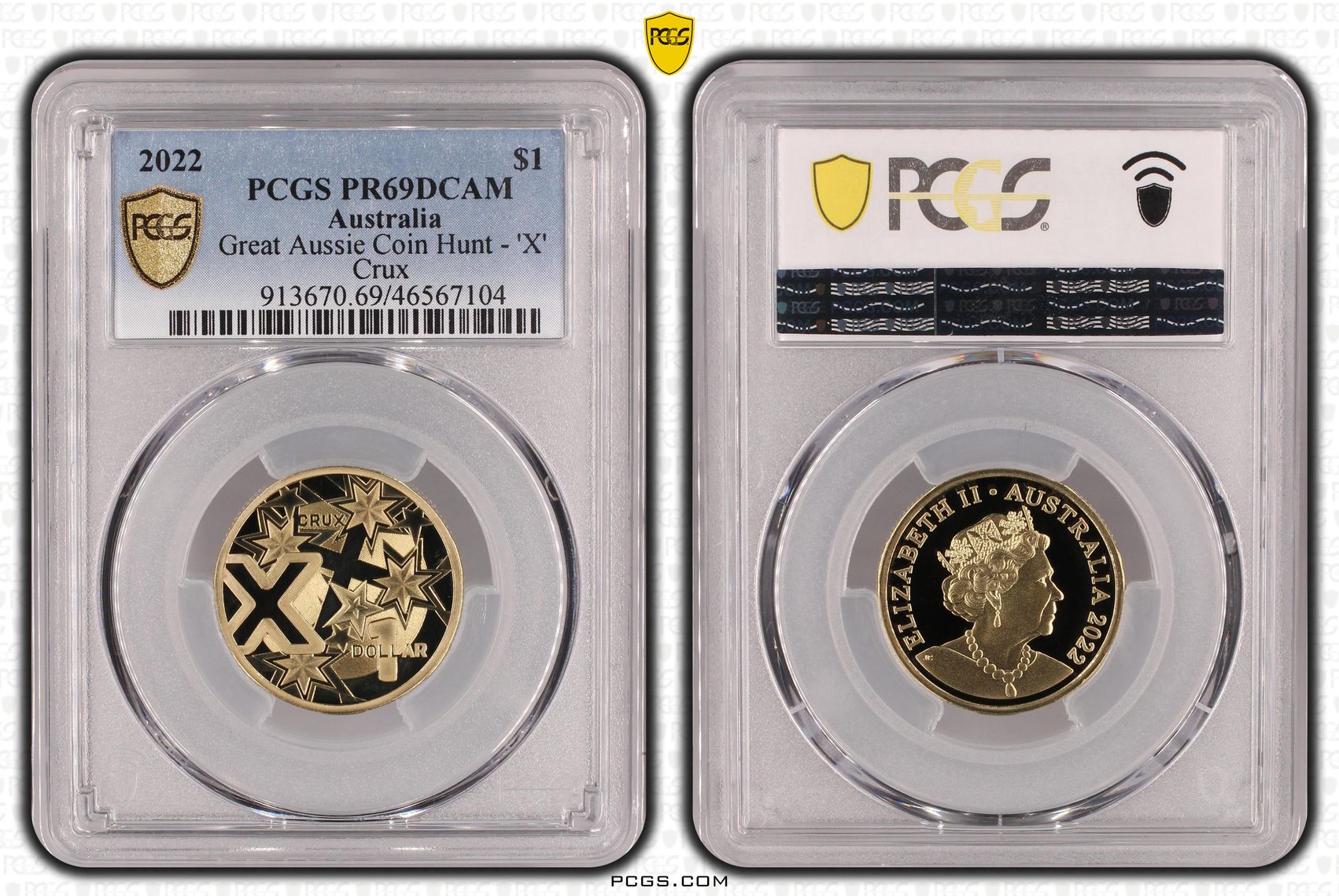 Great Aussie Coin Hunt - 'X' Crux, One Dollar, 2022, PCGS PR69DCAM