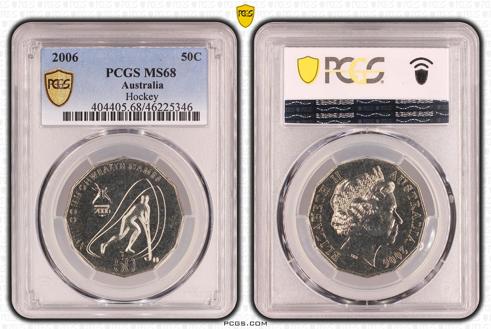 Elizabeth II, Hockey, POP 16/0, Fifty Cent, 2006, PCGS MS 68
