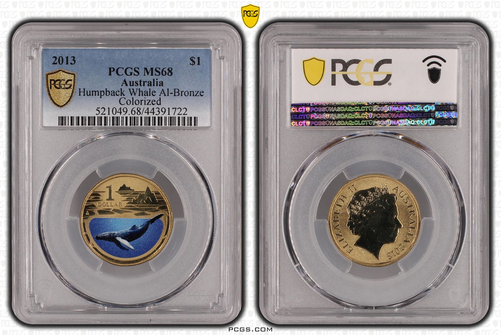 2013 Australia One Dollar, $1 Humpback Whale Al-Bronze PCGS - MS68 -722