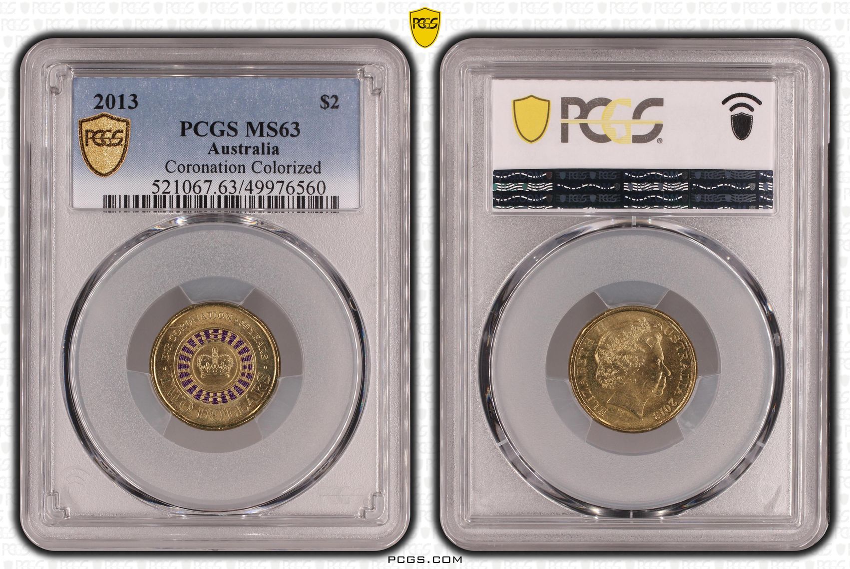 Coronation Colourised, Two Dollar, 2013, PCGS MS63