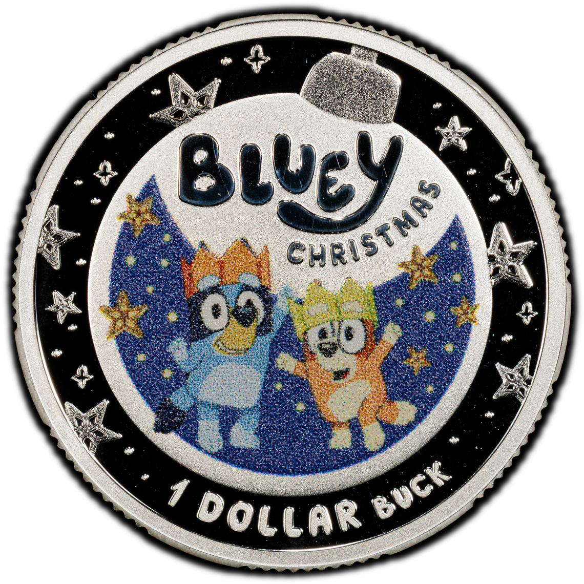 Bluey Christmas Colourised Silver, One Dollar, 2025, PCGS PR70DCAM