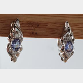 9CTWHITE GOLD EARRINGS WITH 0.300CT TANZANITES & 0.08CT DIAMONDS - 51929/3469