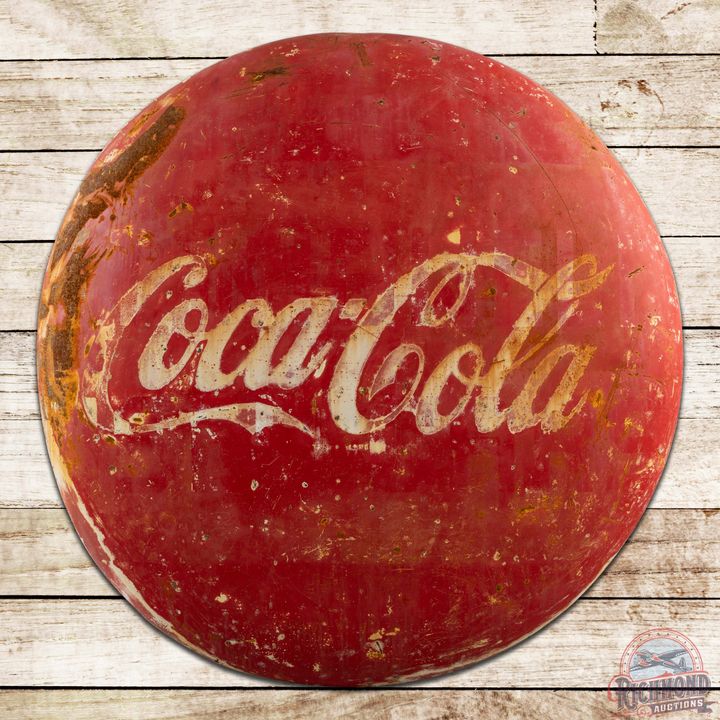 Coca-Cola 48" Convex Single Sided Tin Button Sign