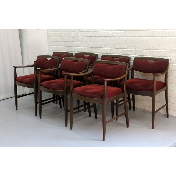 SET OF 7 MID CENTURY D.S. VORSTER UPHOLSTERED TEAK DINING CHAIRS