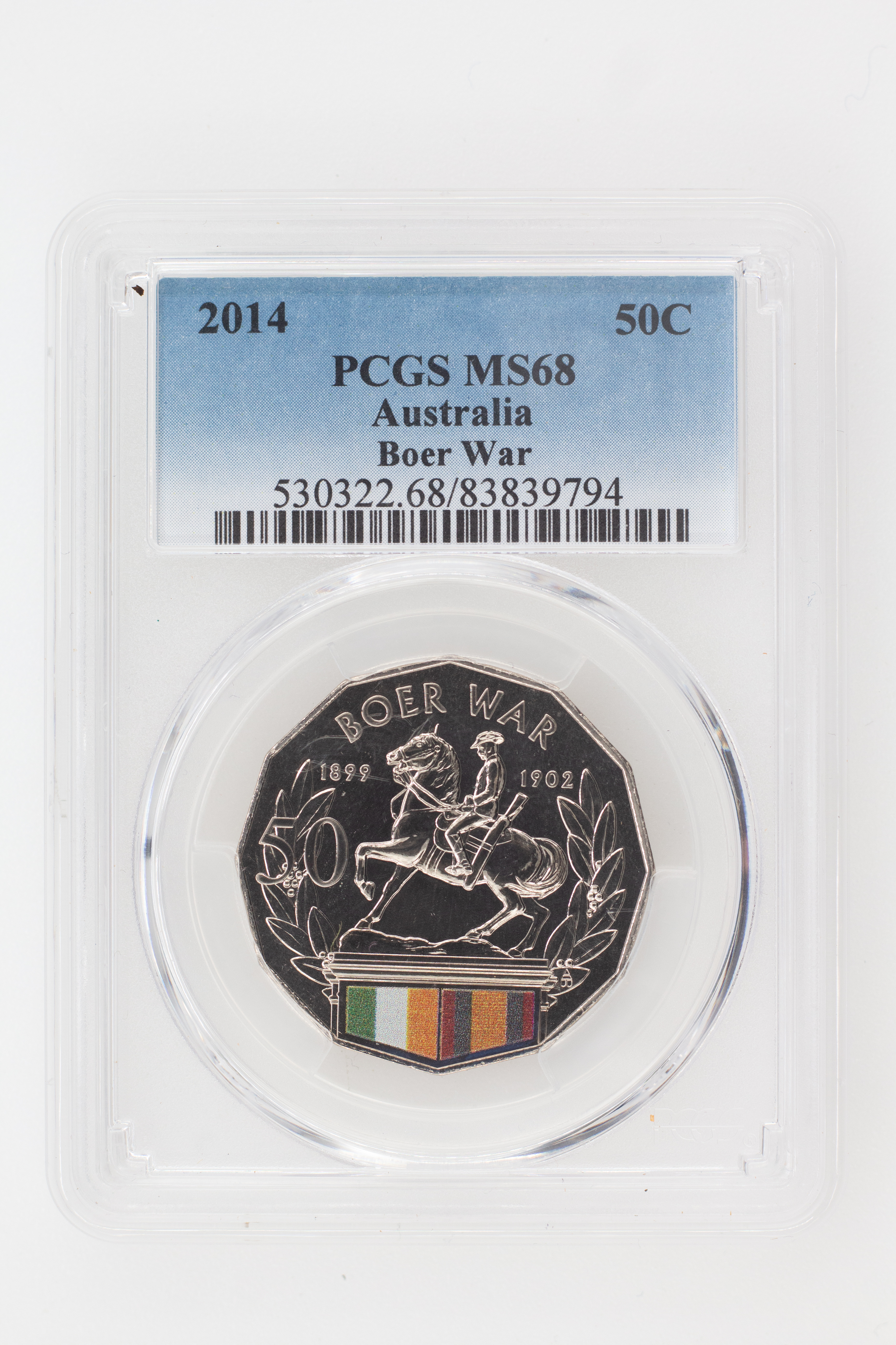 2014 Australian Fifty Cent, 50c Boer War PCGS - MS68 -794