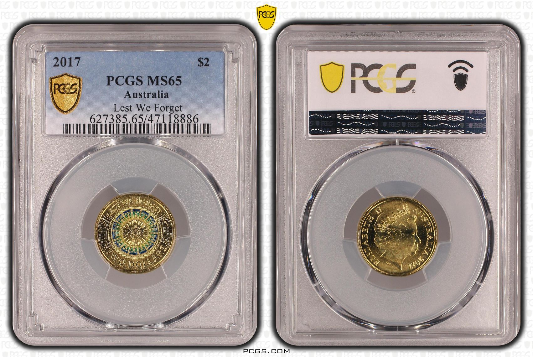 Lest We Forget Colorized, Two Dollar, 2017, PCGS MS65