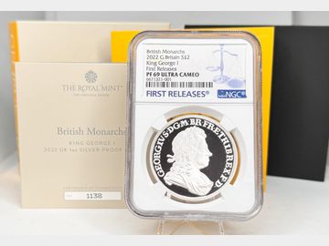 2022 MONARCH SERIES GEORGE I SILVER PROOF 2 POUND PF69 UCAM FIRST RELEASES