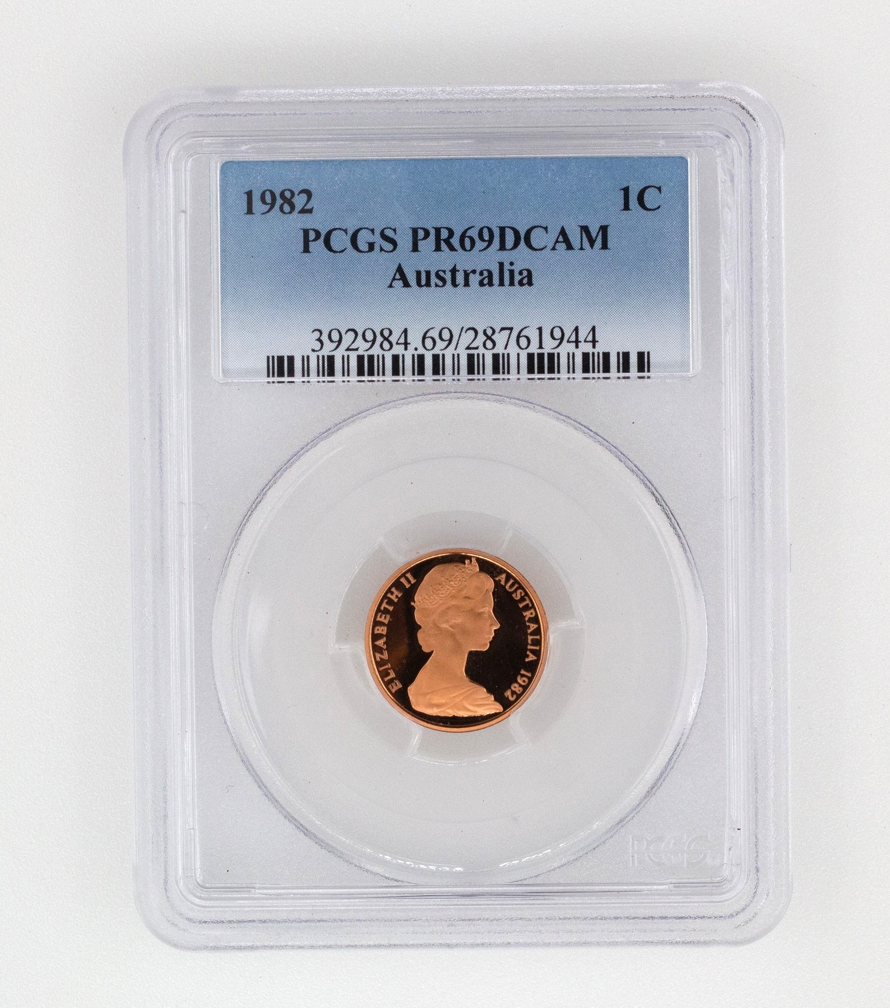 Elizabeth II, One Cent, PR69DCAM , 1982