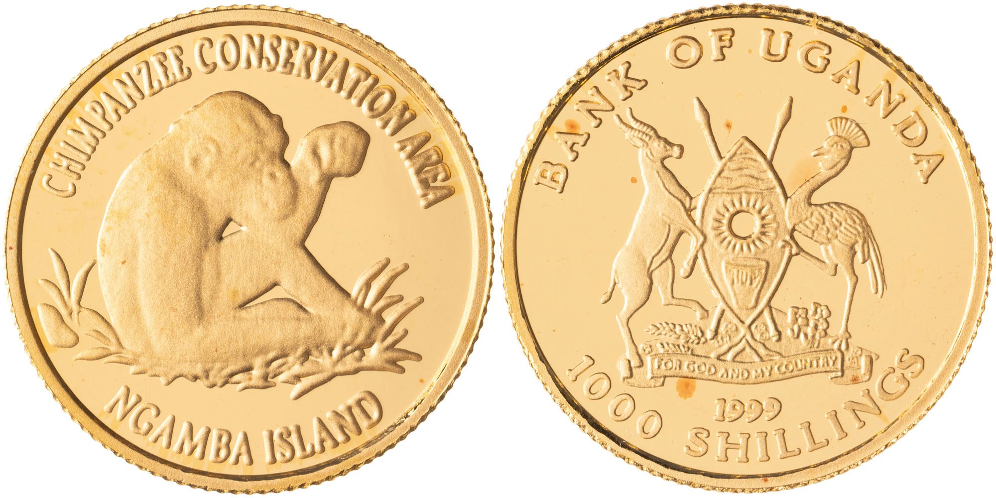 Uganda, Chimpanzee Conservation Area - Ngamba Island, One Thousand Shillings, 1999, FDC