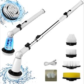 ELECTRIC SPIN SCRUBBER, 2024 UPGRADED BATHROOM CLEANER, POWER SHOWER CLEANING BRUSH WITH EXTENDABLE HANDLE & 4 BRUSH HEADS, DUAL S