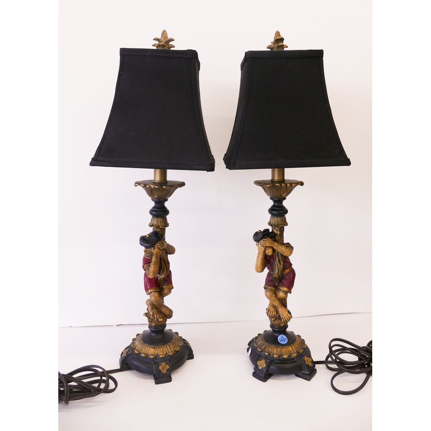 Pair Designer Monkey Table Lamps- 26''