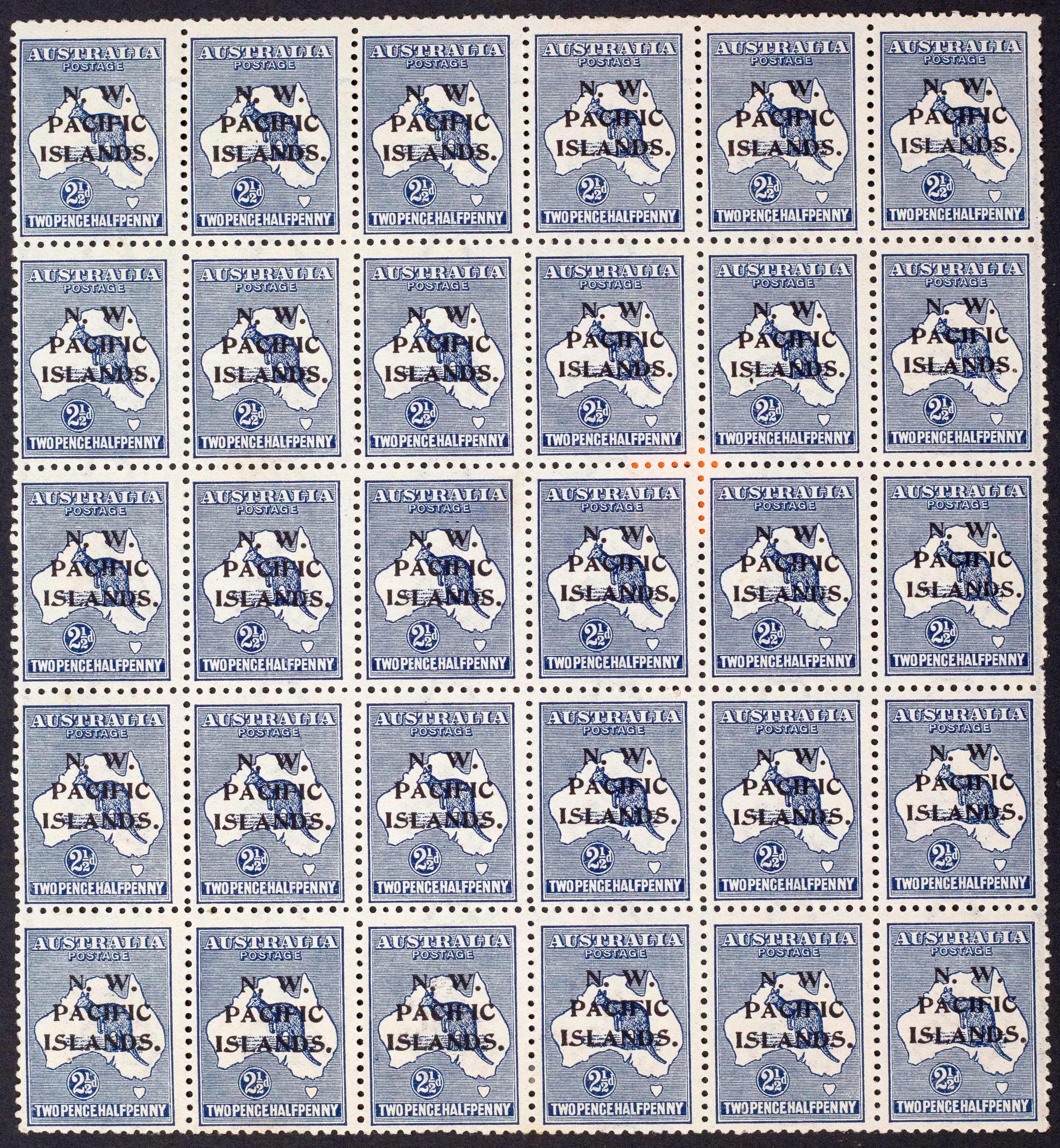 New Guinea, Kangaroos NWPI Overprints, Twopence Halfpenny, 1915, Fine