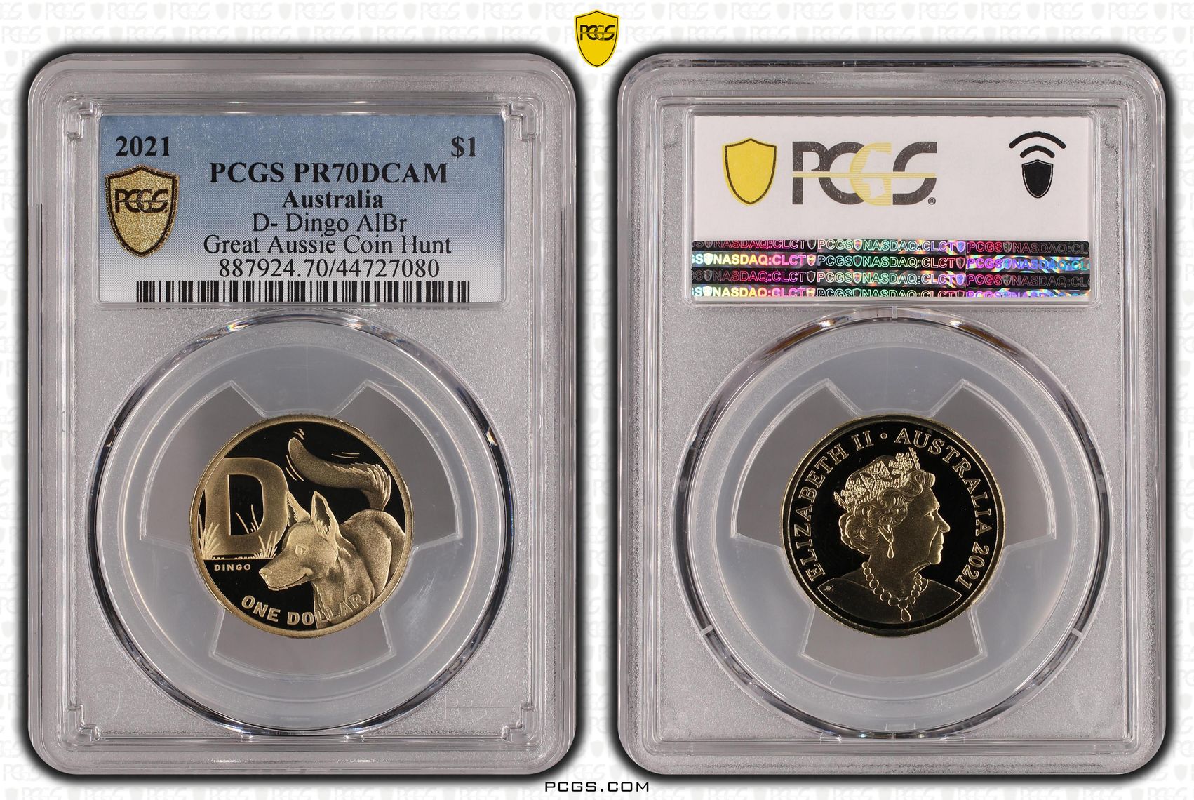 D- Dingo AlBr, POP 19/0, One Dollar, 2021, PCGS PR70DCAM