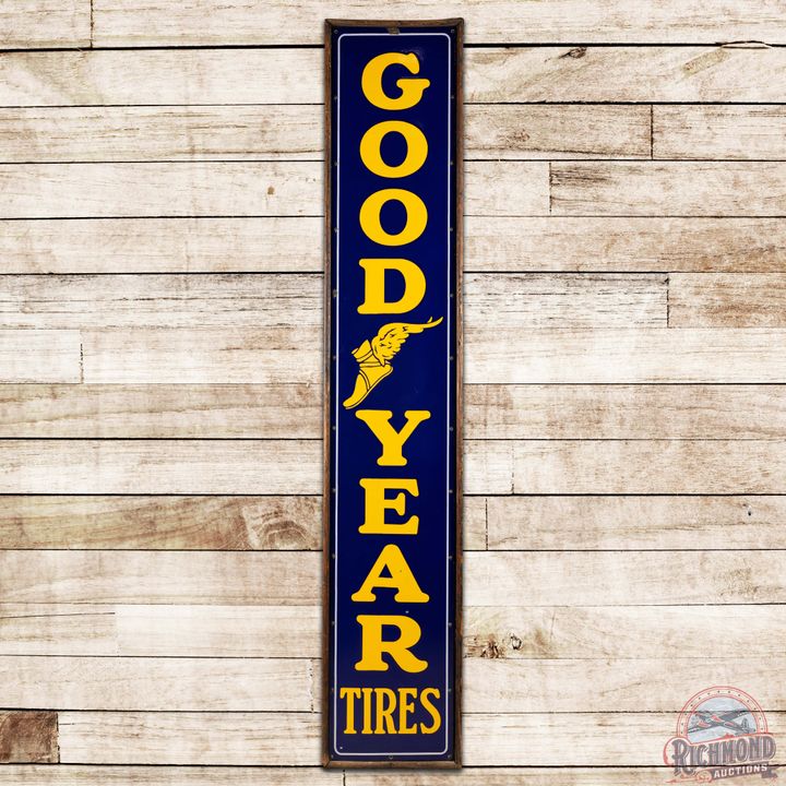 Goodyear Tires 8' SS Porcelain Sign w/ Wingfoot Logo