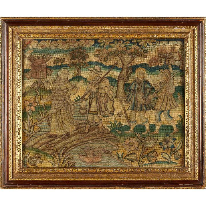 A needlework picture, Dutch, late 17th / early 18th century