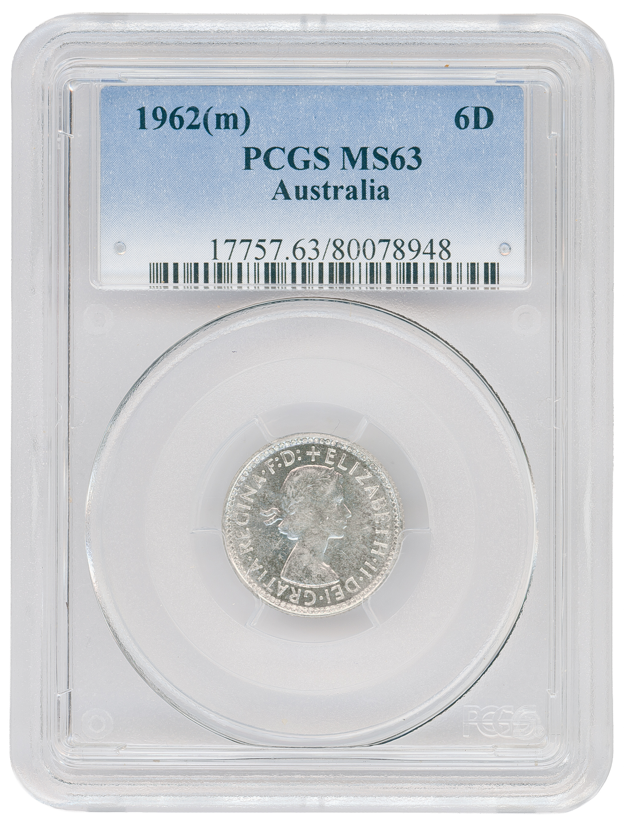 Sixpence, 1962(m), PCGS MS63