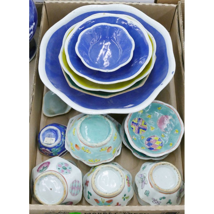 Box Old Chinese Blue Bowls etc.