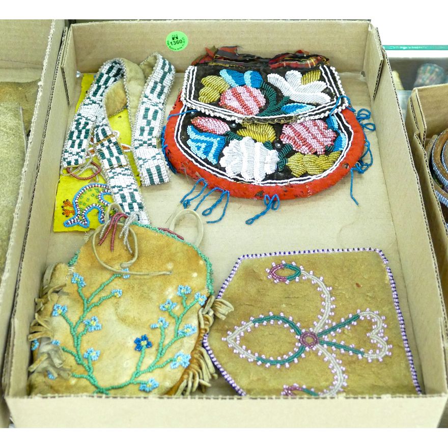 Box 5pc Old Native Beadwork Pouches etc.