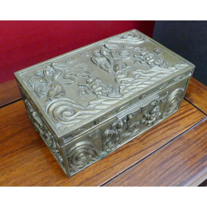 Old Chinese Brass Casket Box- 4x9'' with broken hinge