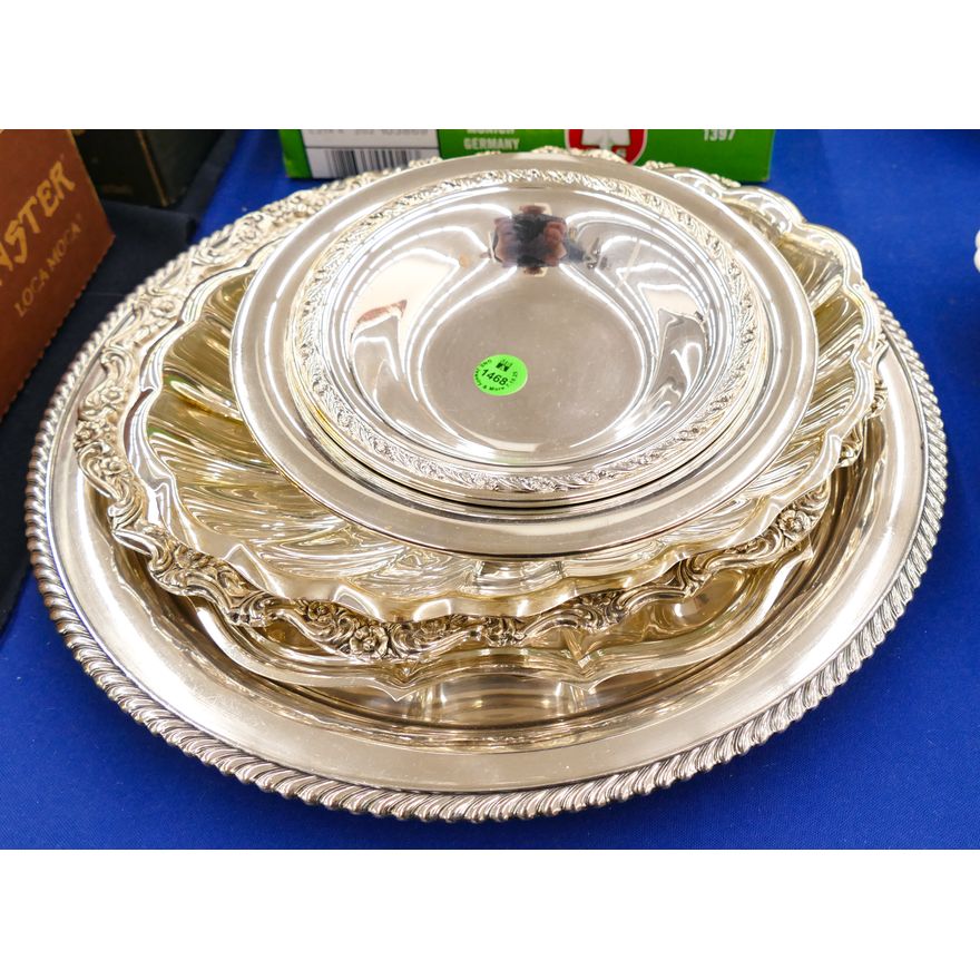 Stack 6pc Silverplated Serving Trays 6" to 13"