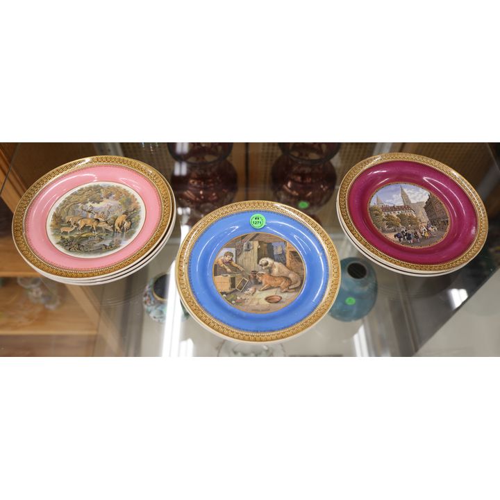 Set 8 Antique Pratt Ware Scenic Small Plates 7.25''