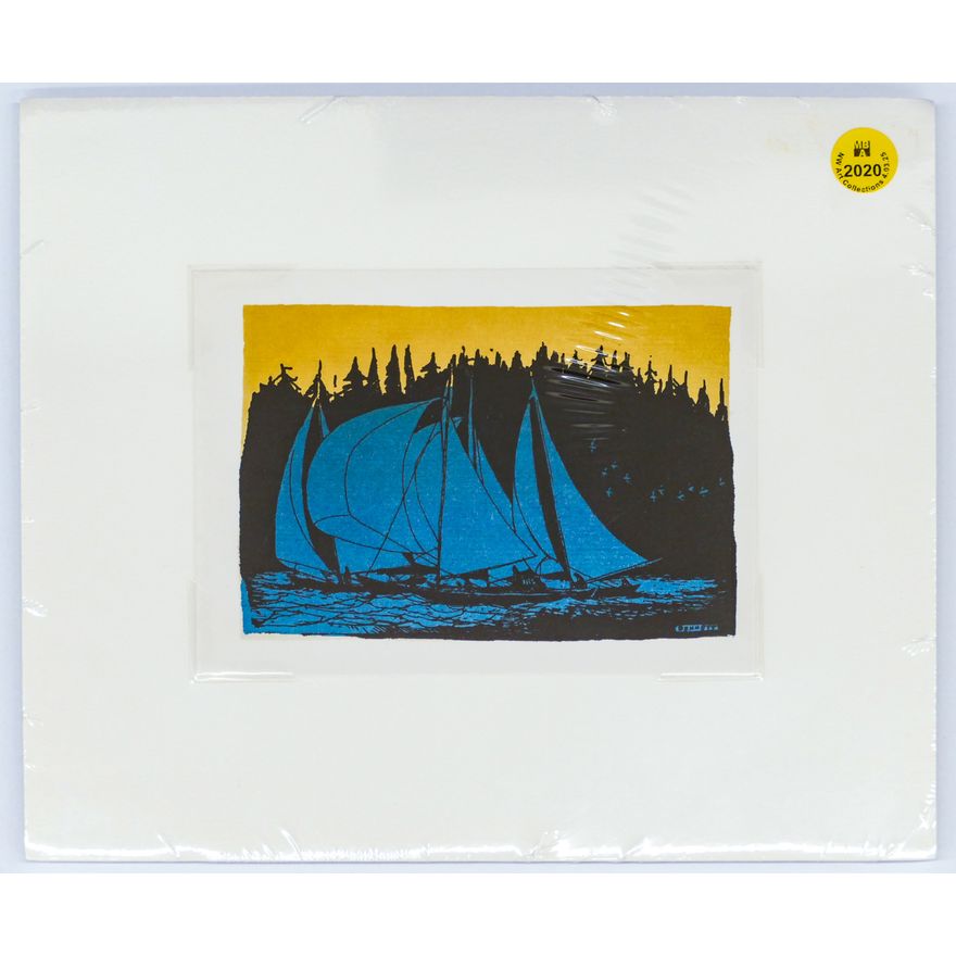 Elton Bennett ''Sailboats at Dusk'' Signed Serigraph Sheet 5''x6.25''