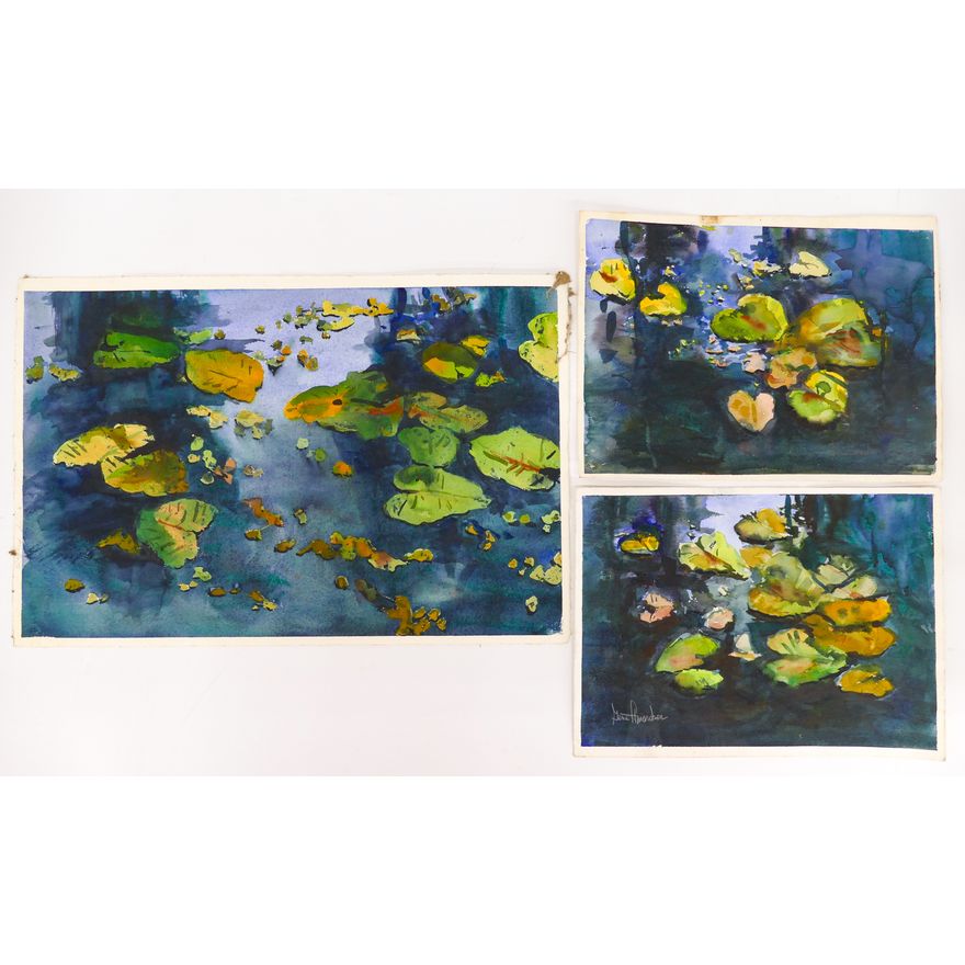 3pc Gene Amondson Water Lillies Watercolors