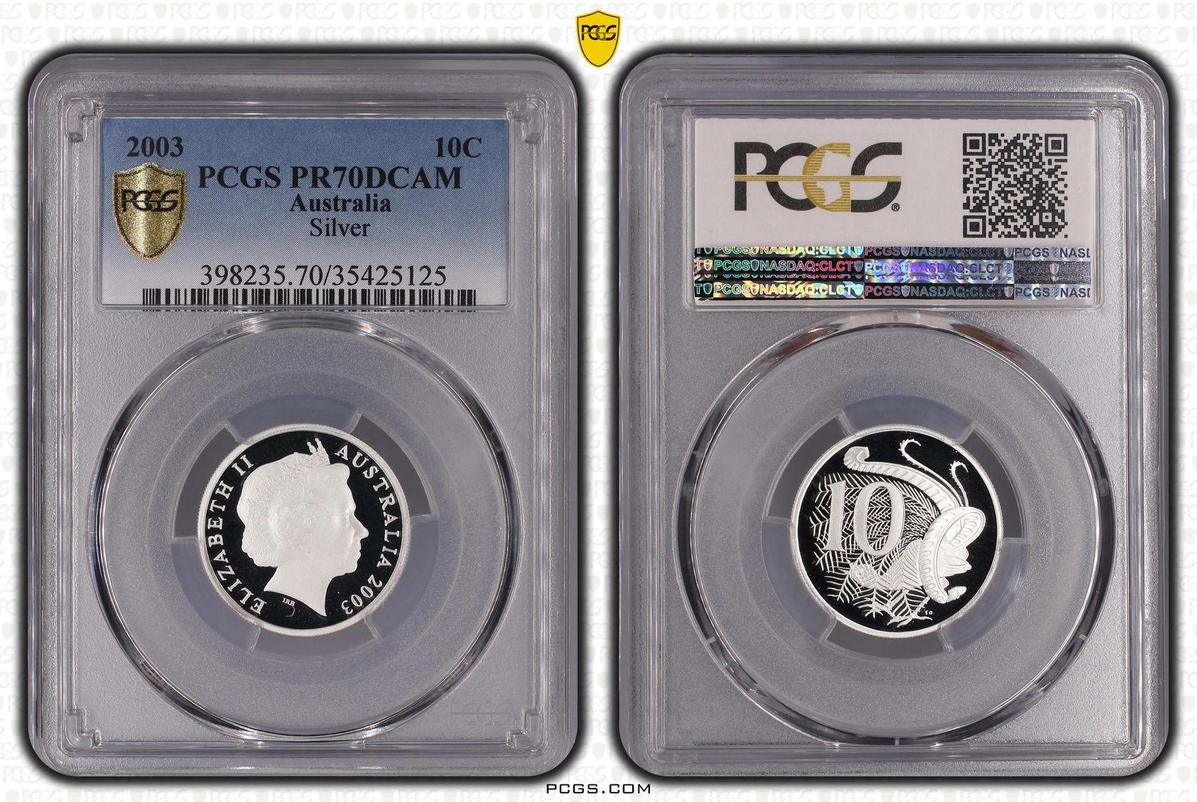 139 · 2003 Australia Ten Cent, 10c Silver  PCGS - PR70DCAM POP 16/0 -125
