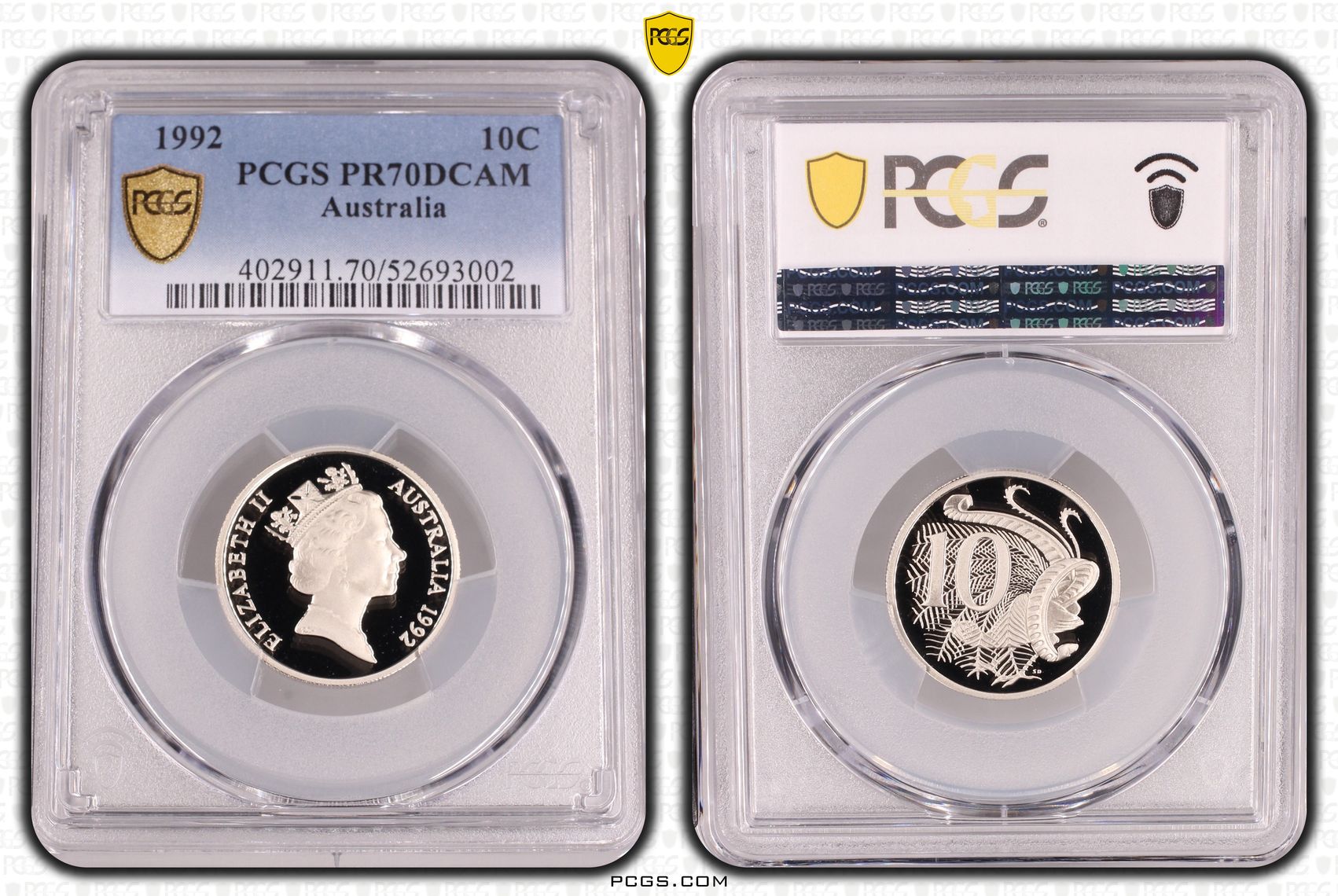 Ten Cent, 1992, Pcgs Pr70dcam