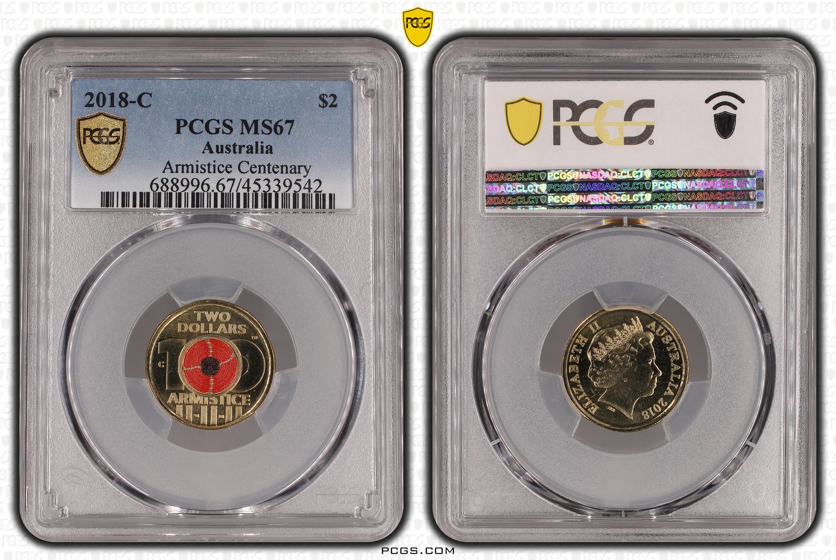Armistice Centenary Colorized , Two Dollar, 2018-C, PCGS MS67