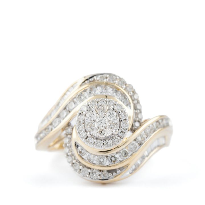 0.75 Carat Diamond Cluster Ring 9ct