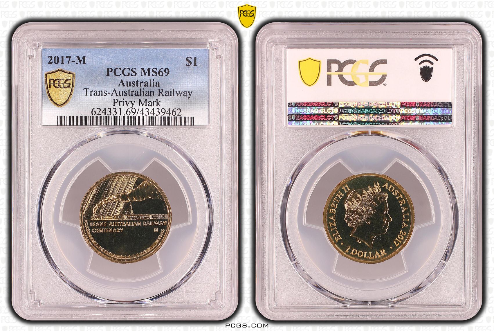 Elizabeth II, Trans-Australian Railway Privy Mark, One Dollar, MS69 , 2017-M PCGS POP - 6/0