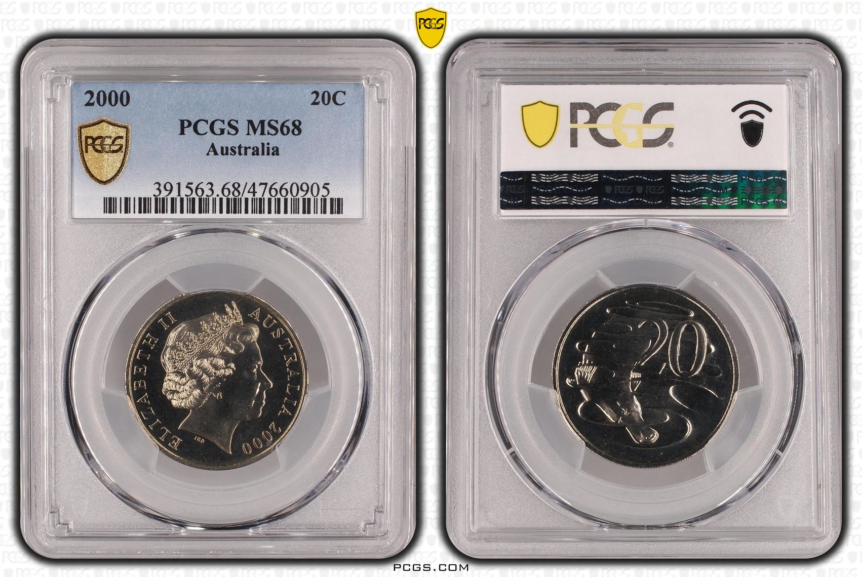Elizabeth II, Twenty Cent, 2000, PCGS MS68