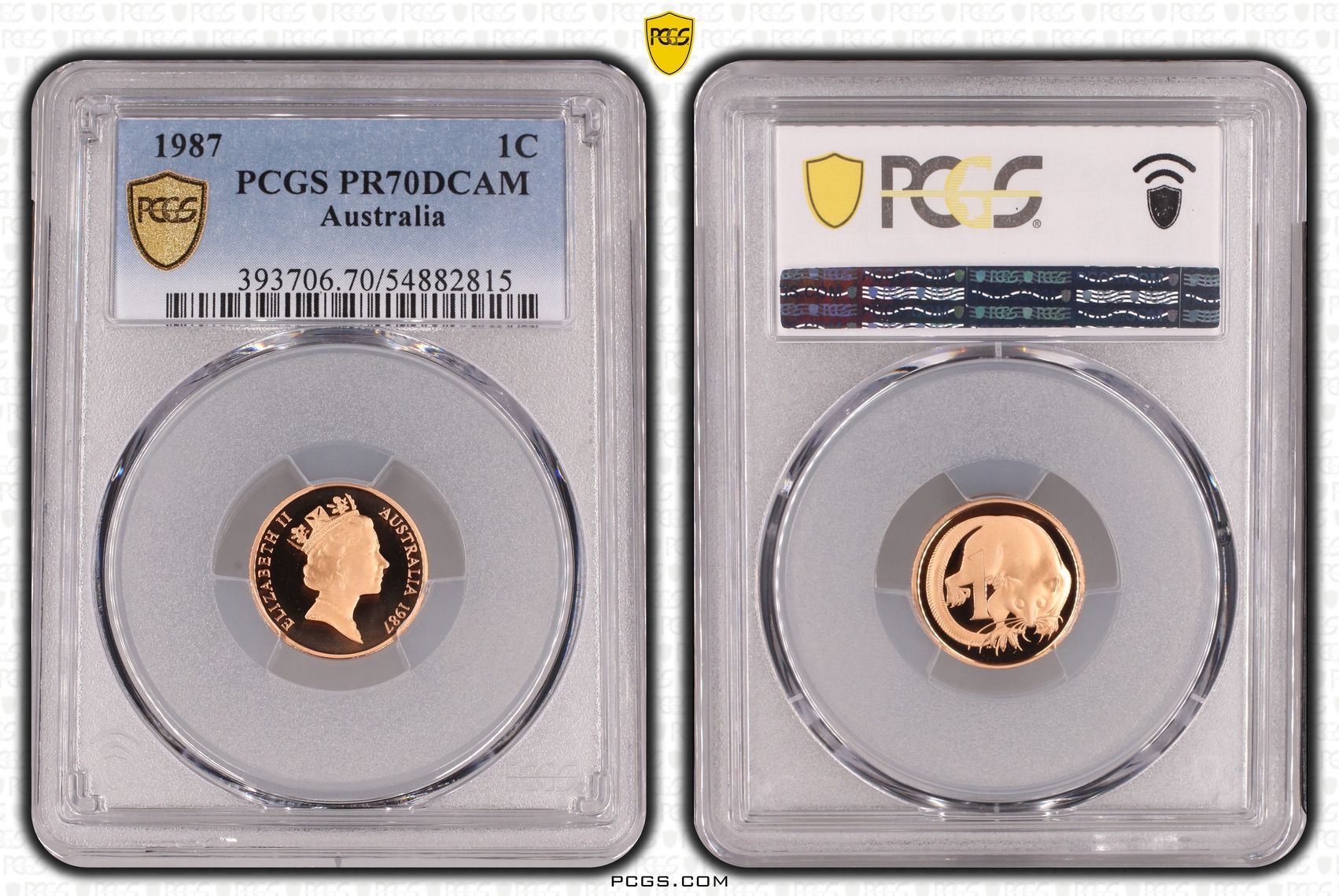 One Cent, 1987, Pcgs Pr70dcam