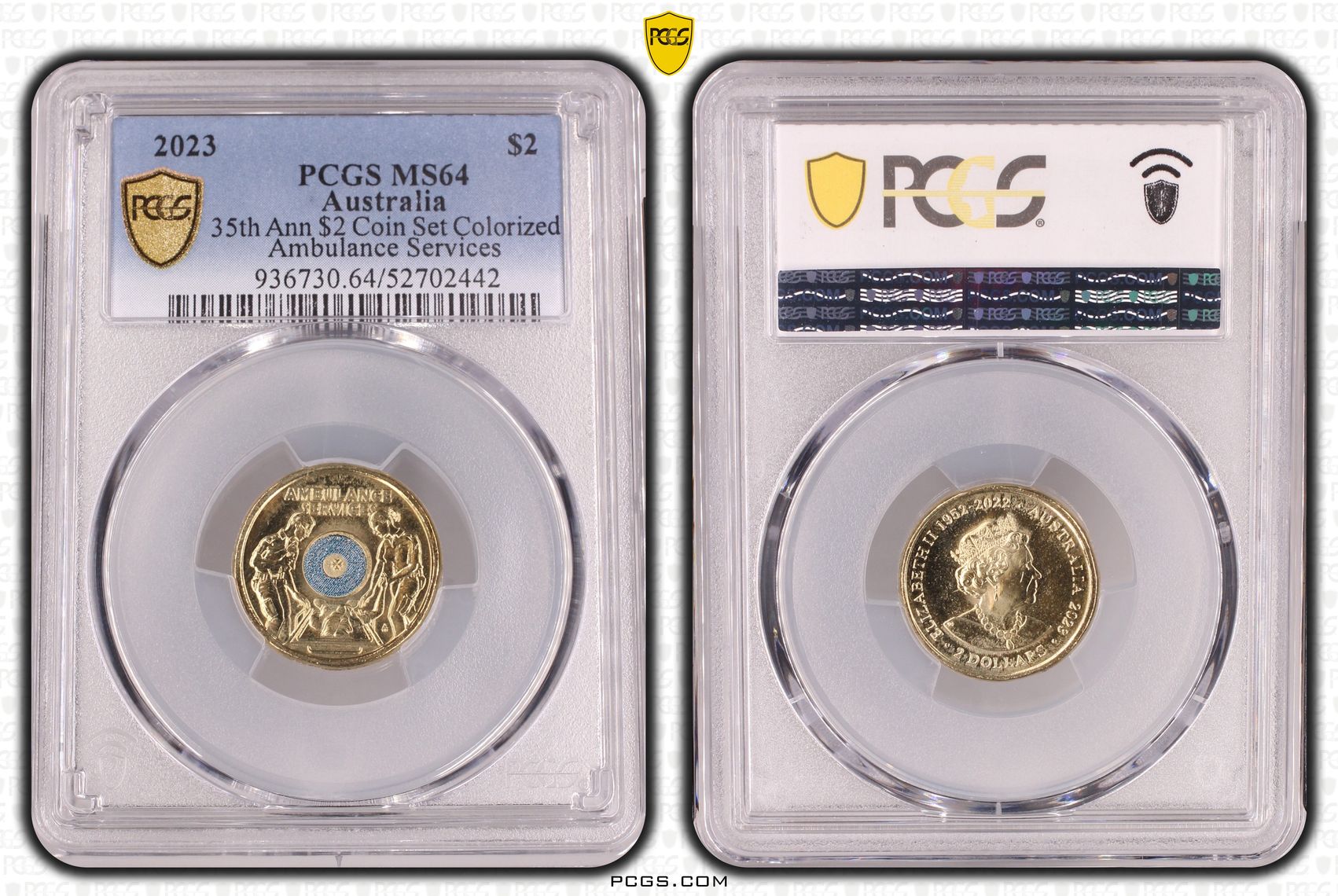 35th Ann $2 Coin Set Colorized Ambulance Services, Two Dollar, 2023, PCGS MS64